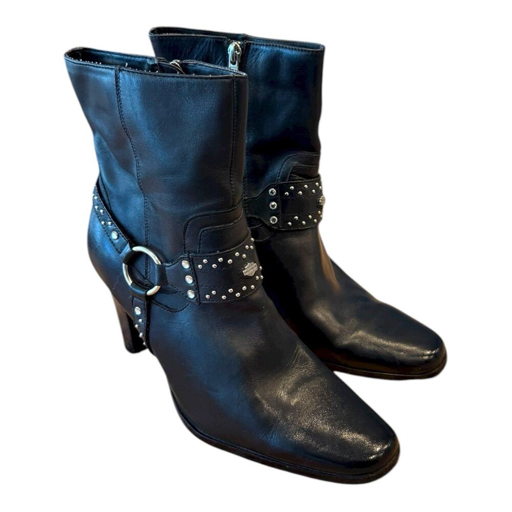 Harley Davidson D84091 Sz 7.5 Black JULIA Dress Harness Womens Leather Boots